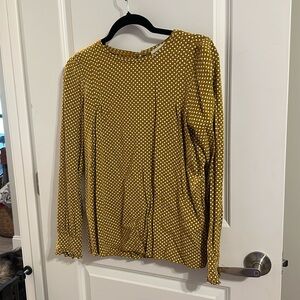 Loft size small, mustard polka dot blouse